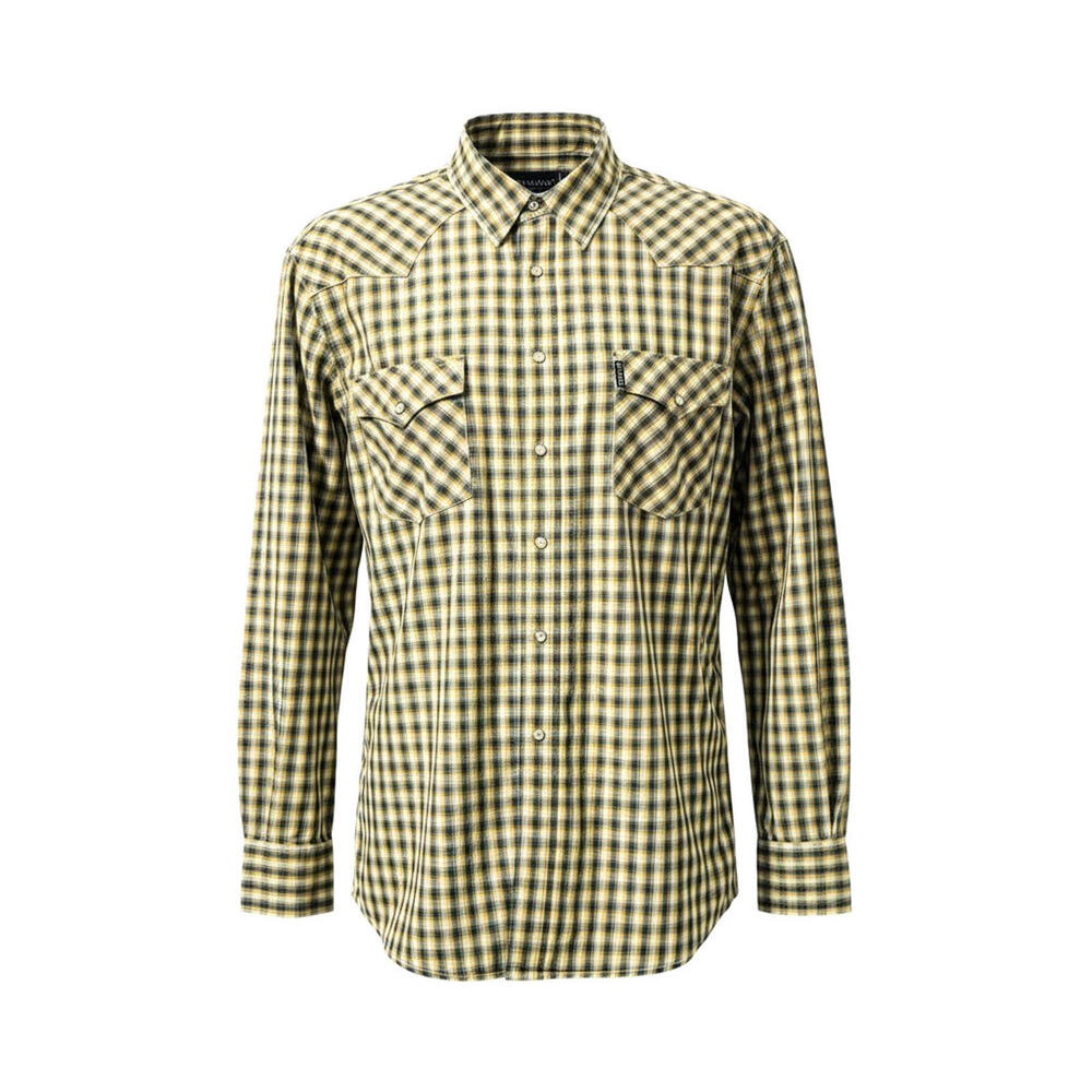 Cinch Modern Fit Shirt Mens Size XL Yellow Plaid Pearl Snap Long Sleeve Cotton